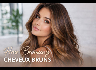 Hair bronzing sur cheveux bruns avec reflets lumineux naturels réalisé au salon Aurélien Magnano à Montauban